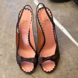 Moschino Dark Brown Peep-Toe Women's Shoes 9.5